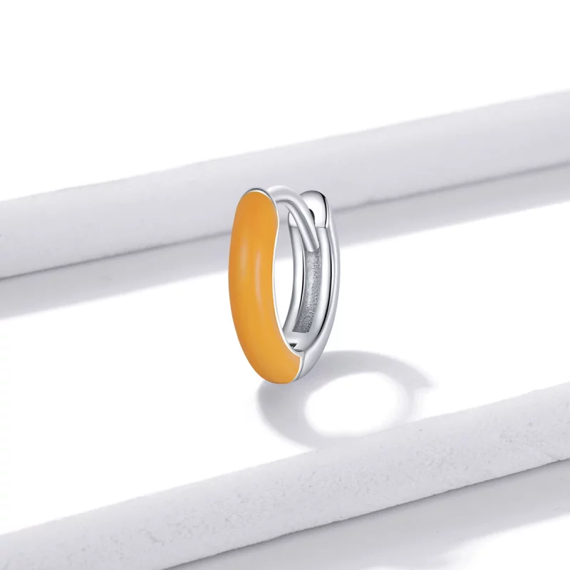 (image pour) Boucles d'oreilles petites créoles de style Pandora en orange - BSE488-OR - Afficher 2