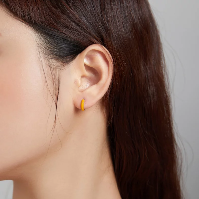 (image pour) Boucles d'oreilles petites créoles de style Pandora en orange - BSE488-OR - Afficher 4