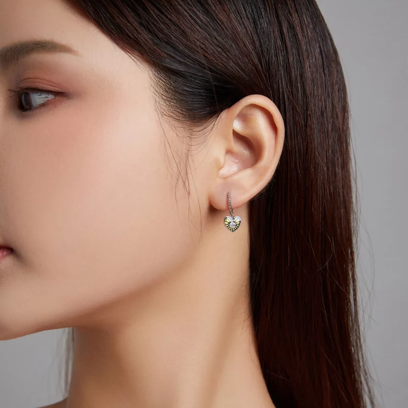 (image pour) Pandora Style Love Devil Eyes - Boucles d'oreilles créoles jaune citron - SCE127 - Afficher 2