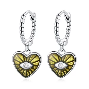 (image pour) Pandora Style Love Devil Eyes - Boucles d'oreilles créoles jaune citron - SCE1270-YE