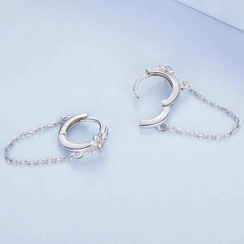 (image pour) Style Pandora Boucles d'oreilles pour homme en forme d'étoile - BSE699 - Afficher 4