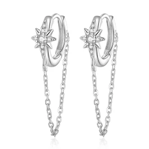 (image pour) Style Pandora Boucles d'oreilles pour homme en forme d'étoile - BSE699