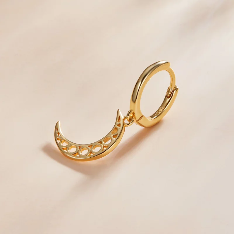 (image pour) Style Pandora Minimalisme - Boucles d'oreilles en croissant - SCE1191 - Afficher 2