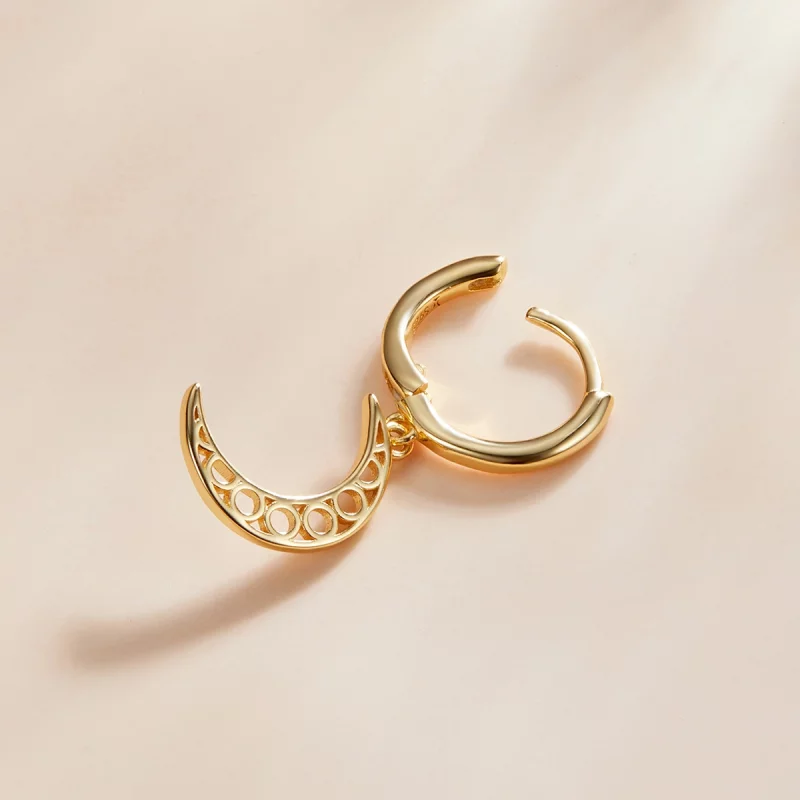 (image pour) Style Pandora Minimalisme - Boucles d'oreilles en croissant - SCE1191 - Afficher 3