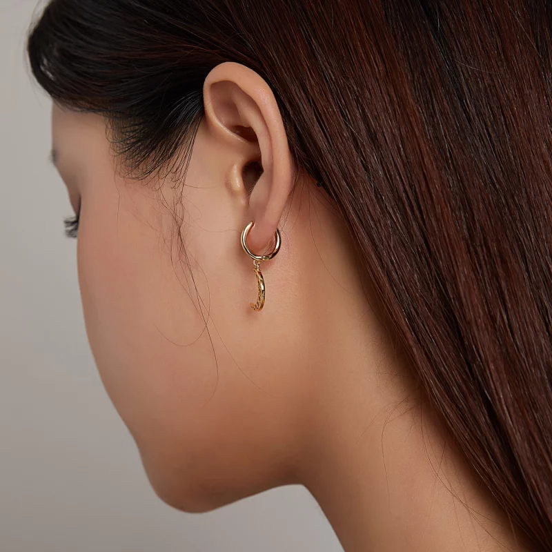 (image pour) Style Pandora Minimalisme - Boucles d'oreilles en croissant - SCE1191 - Afficher 6