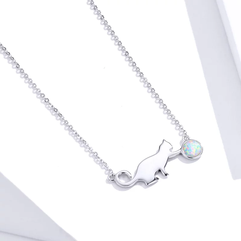 (image pour) Collier chat en opale de style Pandora - SCN395 - Afficher 2