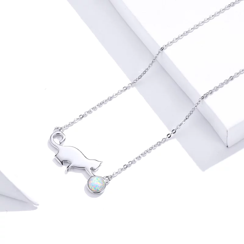 (image pour) Collier chat en opale de style Pandora - SCN395 - Afficher 3
