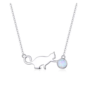 (image pour) Collier chat en opale de style Pandora - SCN395