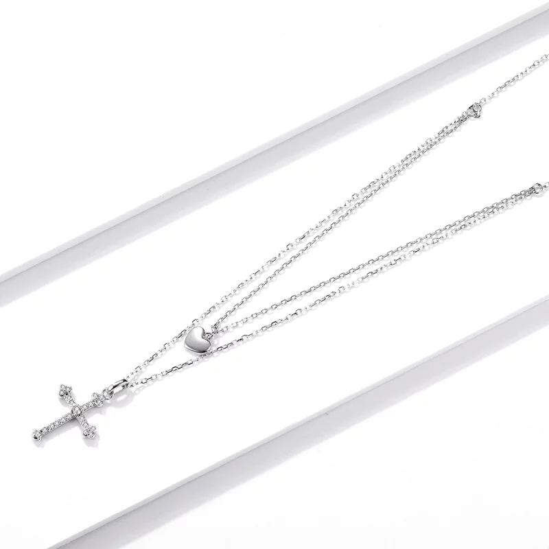 (image pour) Collier croix d'amour de style Pandora - BSN197 - Afficher 2