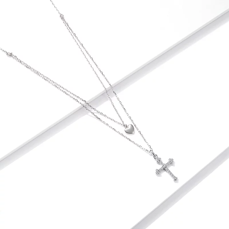 (image pour) Collier croix d'amour de style Pandora - BSN197 - Afficher 3