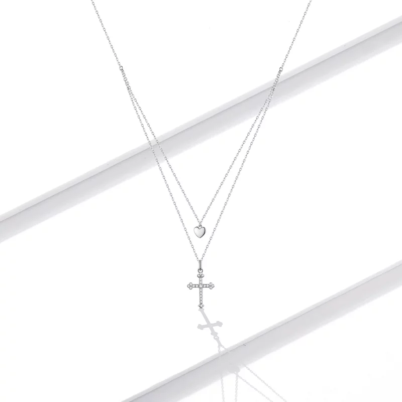 (image pour) Collier croix d'amour de style Pandora - BSN197 - Afficher 5