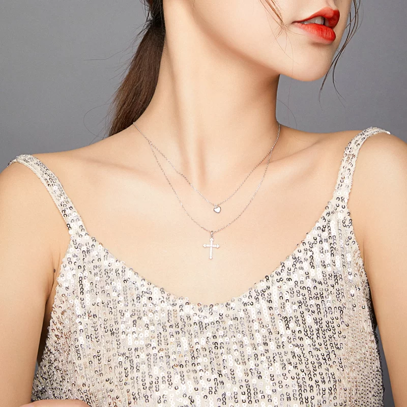 (image pour) Collier croix d'amour de style Pandora - BSN197 - Afficher 7