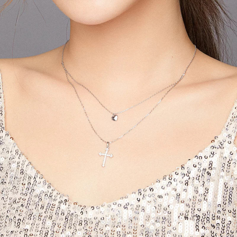 (image pour) Collier croix d'amour de style Pandora - BSN197 - Afficher 8