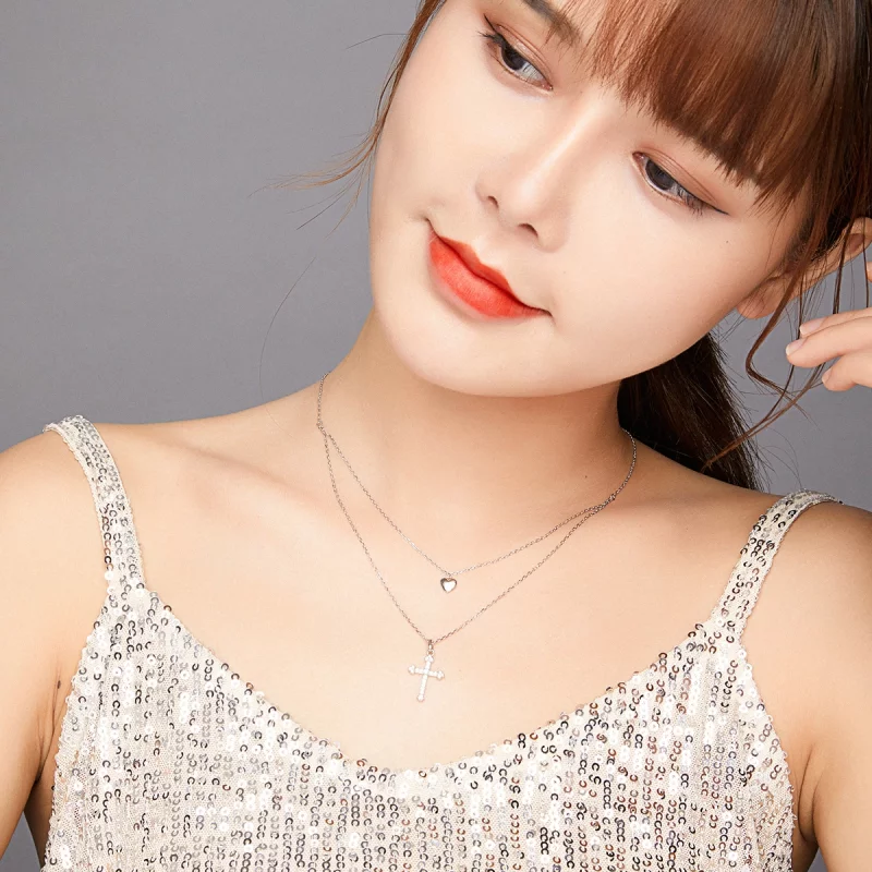 (image pour) Collier croix d'amour de style Pandora - BSN197 - Afficher 9