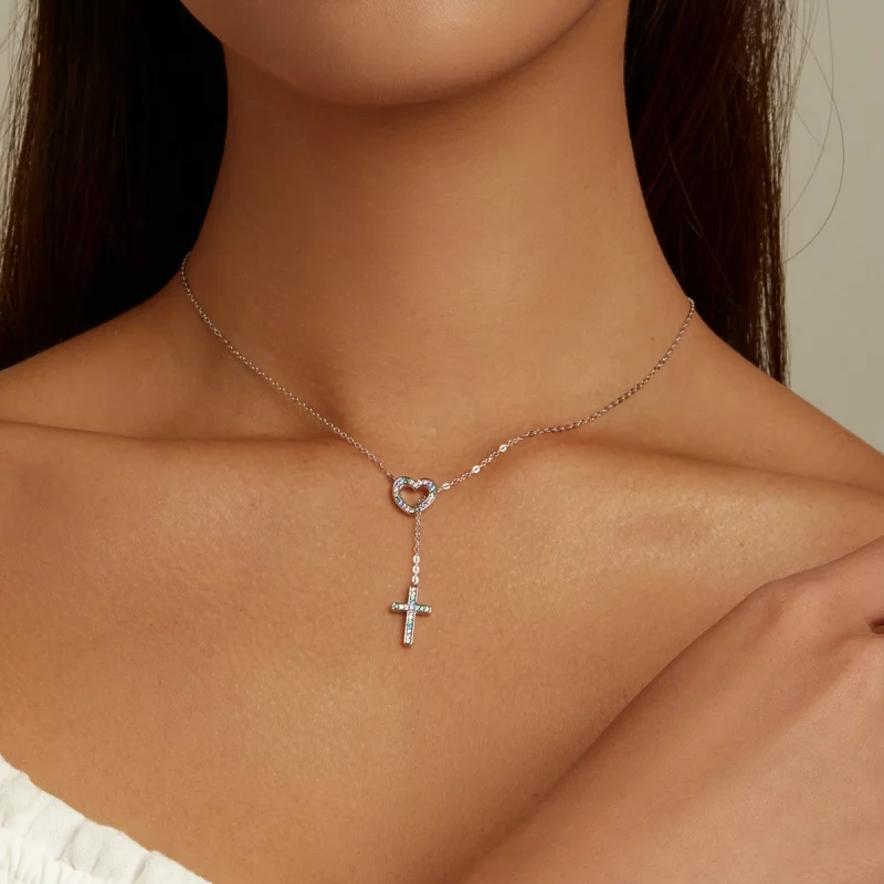 (image pour) Collier croix style Pandora Love - BSN244 - Afficher 8
