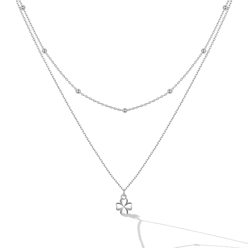 (image pour) Collier à double trèfle de style Pandora - SCN481 - Afficher 2