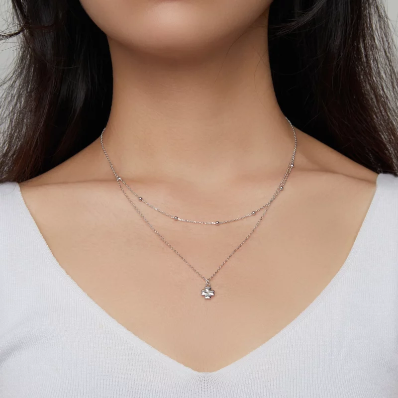 (image pour) Collier à double trèfle de style Pandora - SCN481 - Afficher 6
