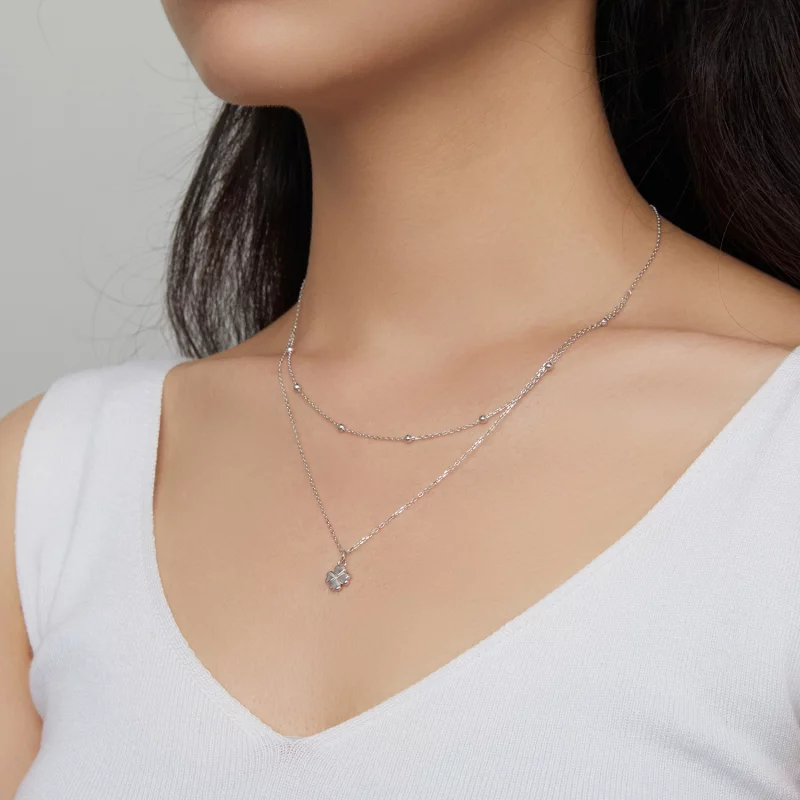 (image pour) Collier à double trèfle de style Pandora - SCN481 - Afficher 7