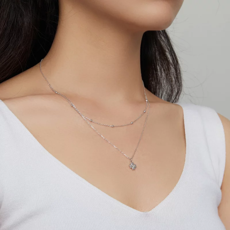 (image pour) Collier à double trèfle de style Pandora - SCN481 - Afficher 8