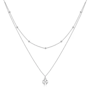 (image pour) Collier à double trèfle de style Pandora - SCN481