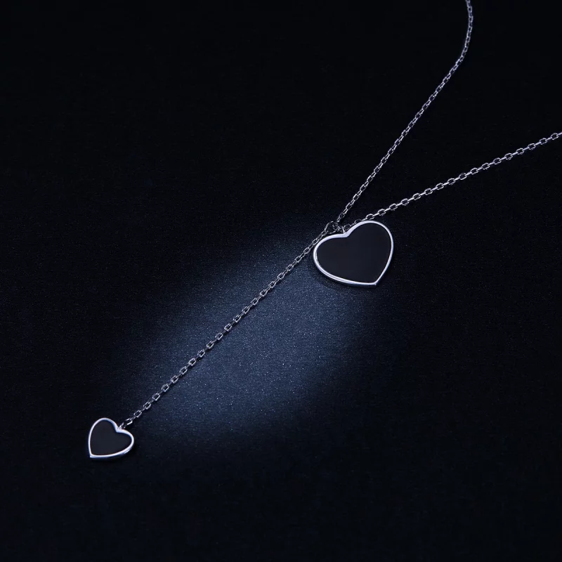 (image pour) Collier en forme de cœur noir de style Pandora - BSN095 - Afficher 5