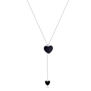 (image pour) Collier en forme de cœur noir de style Pandora - BSN095