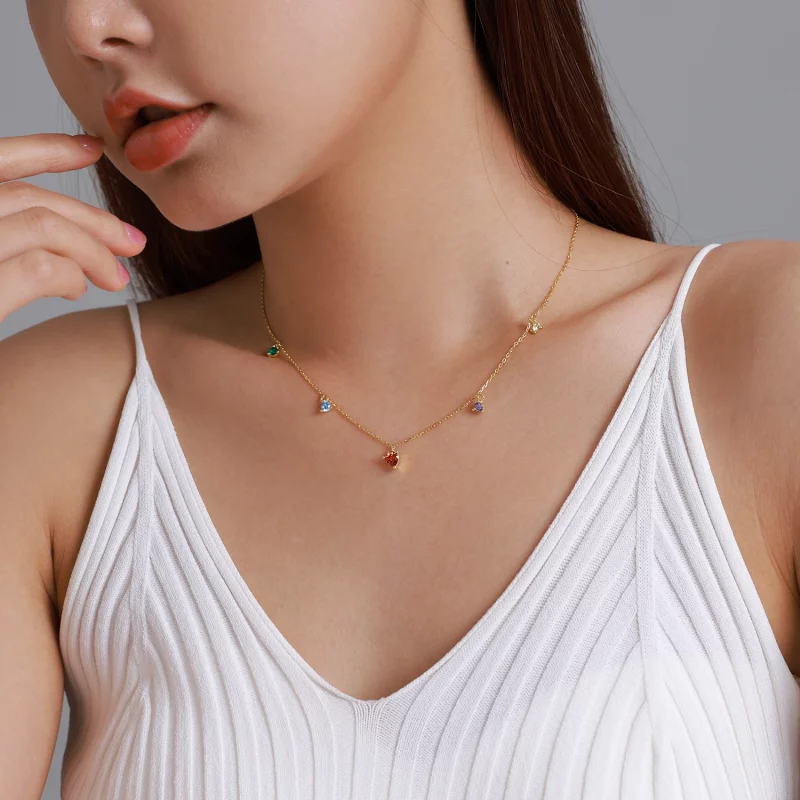(image pour) Collier en zircone multicolore de style Pandora - BSN234 - Afficher 7