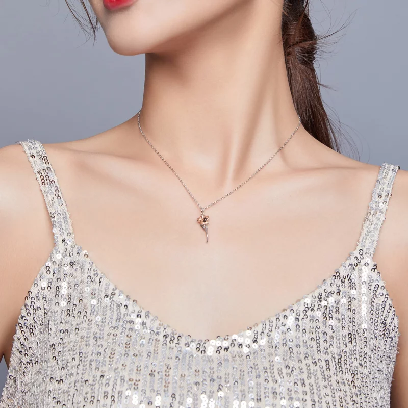 (image pour) Collier Pandora Style Gracieux Rose - BSN190 - Afficher 7