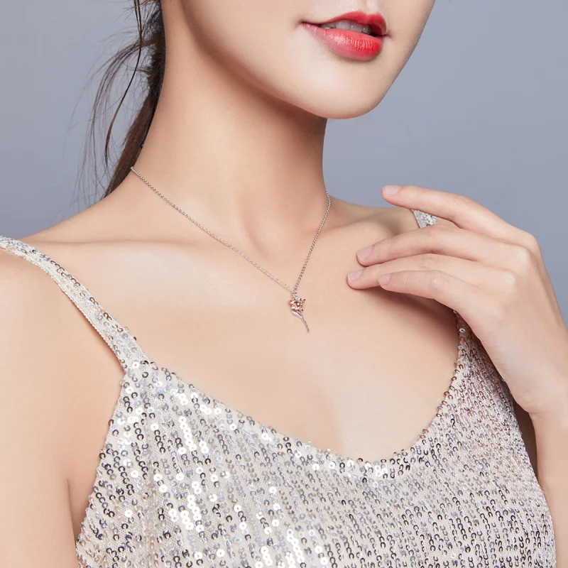 (image pour) Collier Pandora Style Gracieux Rose - BSN190 - Afficher 9