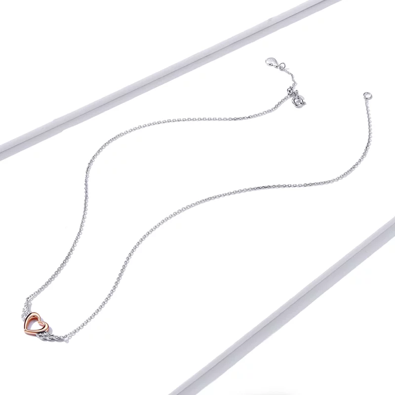 (image pour) Collier Style PANDORA Aile du cœur Bicolore - BSN162 - Afficher 4