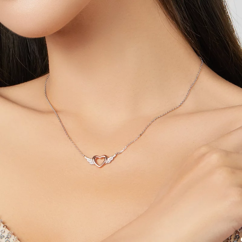 (image pour) Collier Style PANDORA Aile du cœur Bicolore - BSN162 - Afficher 7