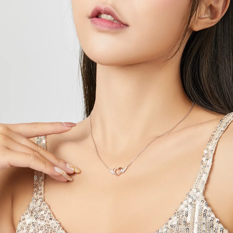 (image pour) Collier Style PANDORA Aile du cœur Bicolore - BSN162 - Afficher 8