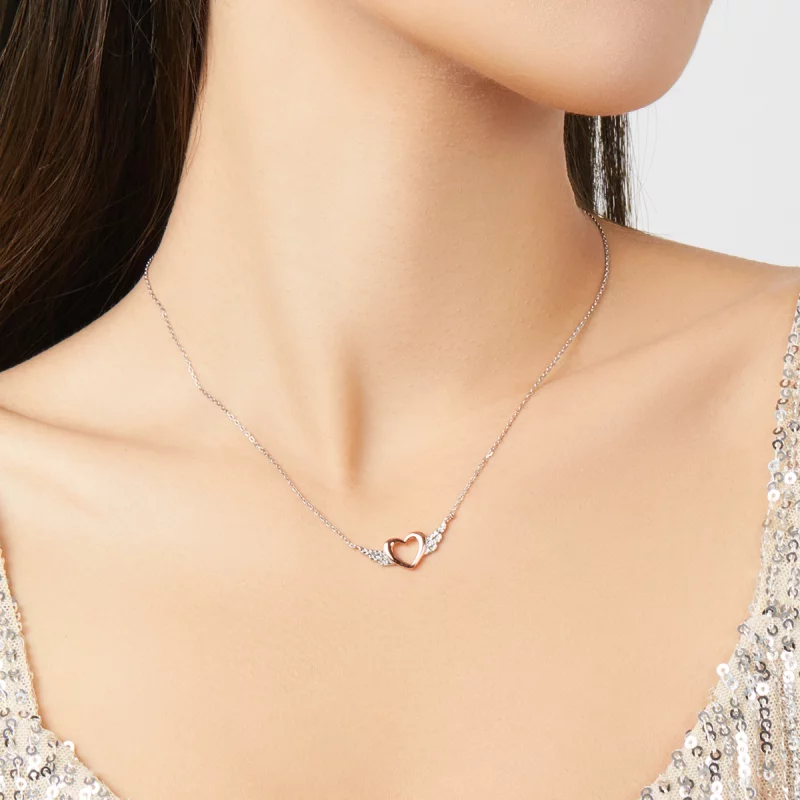 (image pour) Collier Style PANDORA Aile du cœur Bicolore - BSN162 - Afficher 9