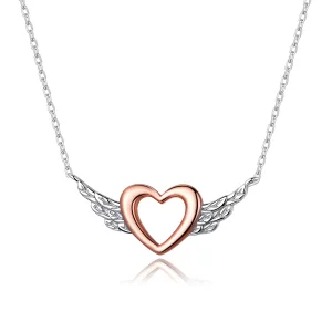 Collier Style PANDORA Aile du cœur Bicolore - BSN162 (image pour) Collier Style PANDORA Aile du cœur Bicolore - BSN162
