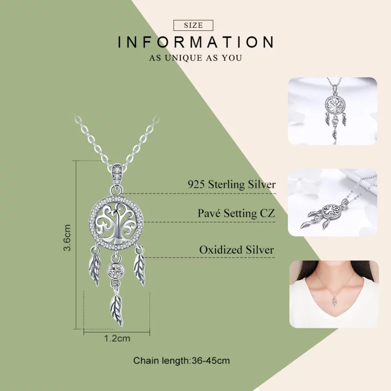 (image pour) Collier Style PANDORA Capteur de rêves arbre de vie - SCN298 - Afficher 2