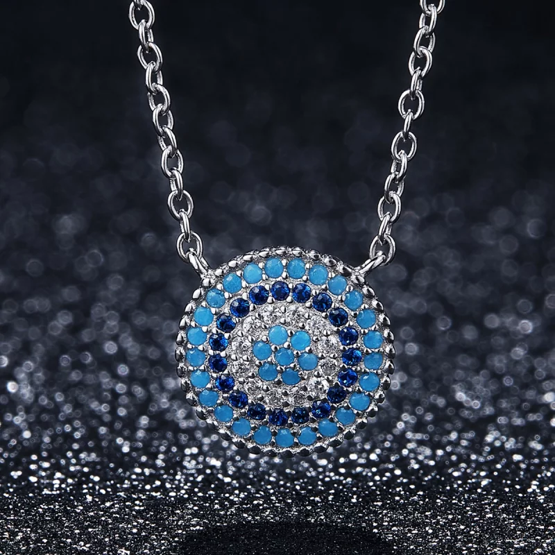 (image pour) Collier Style PANDORA Cercle bleu - SCN099 - Afficher 3