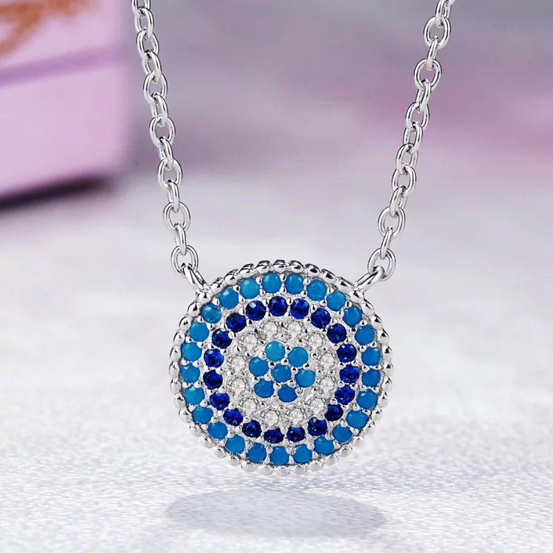 (image pour) Collier Style PANDORA Cercle bleu - SCN099 - Afficher 5
