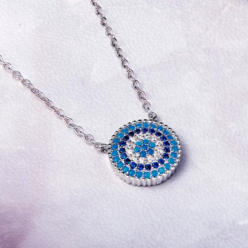 (image pour) Collier Style PANDORA Cercle bleu - SCN099 - Afficher 6