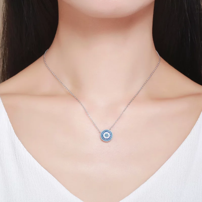 (image pour) Collier Style PANDORA Cercle bleu - SCN099 - Afficher 7