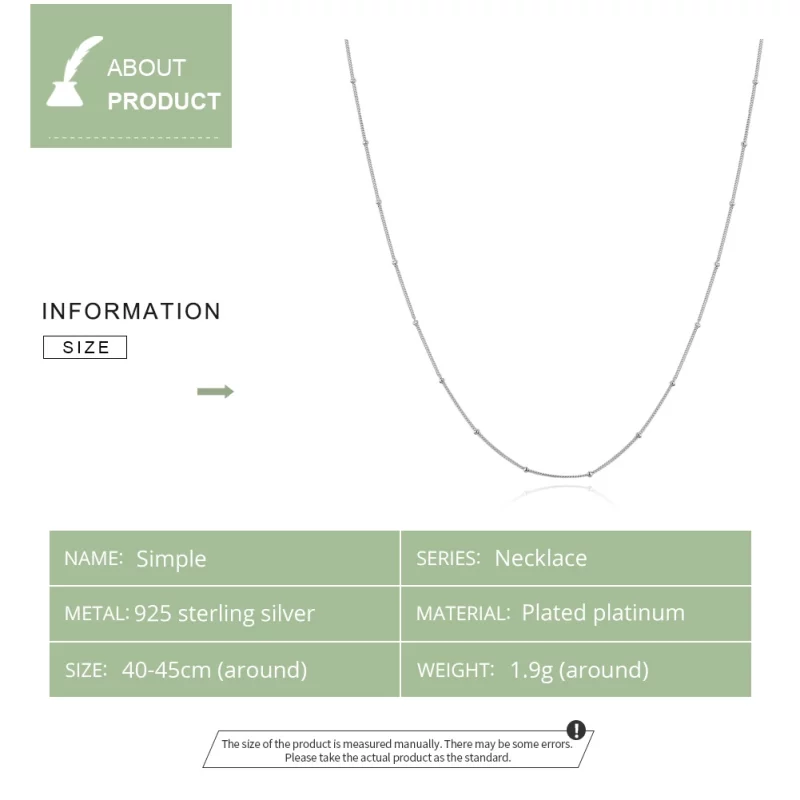 (image pour) Collier Style PANDORA Chaîne de base petites boules - SCN391 - Afficher 3