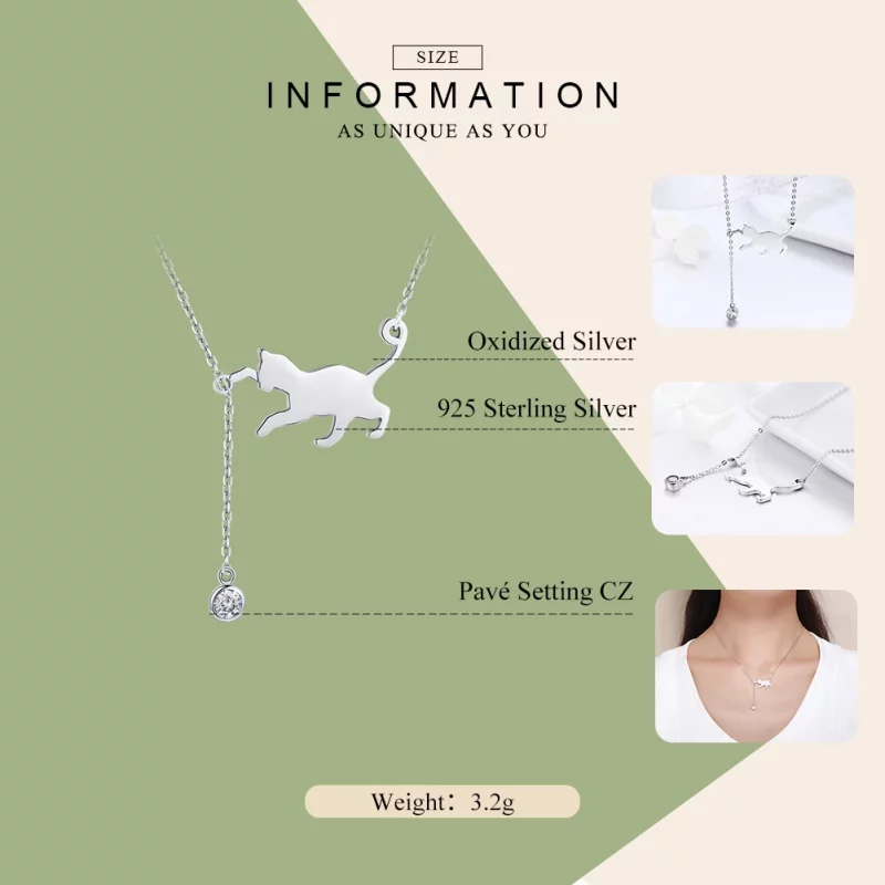 (image pour) Collier Style PANDORA Chaton coquin - SCN232 - Afficher 2