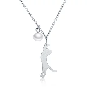 Collier Style PANDORA Chaton espiègle - SCN175 (image pour) Collier Style PANDORA Chaton espiègle - SCN175