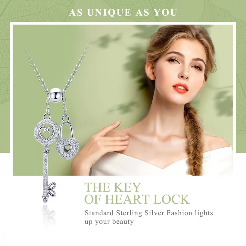 (image pour) Collier Style PANDORA Clé de coeur Serrure - SCN290 - Afficher 2