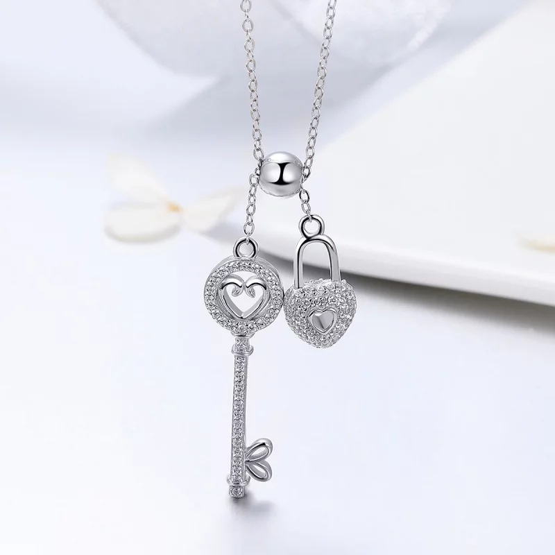 (image pour) Collier Style PANDORA Clé de coeur Serrure - SCN290 - Afficher 4
