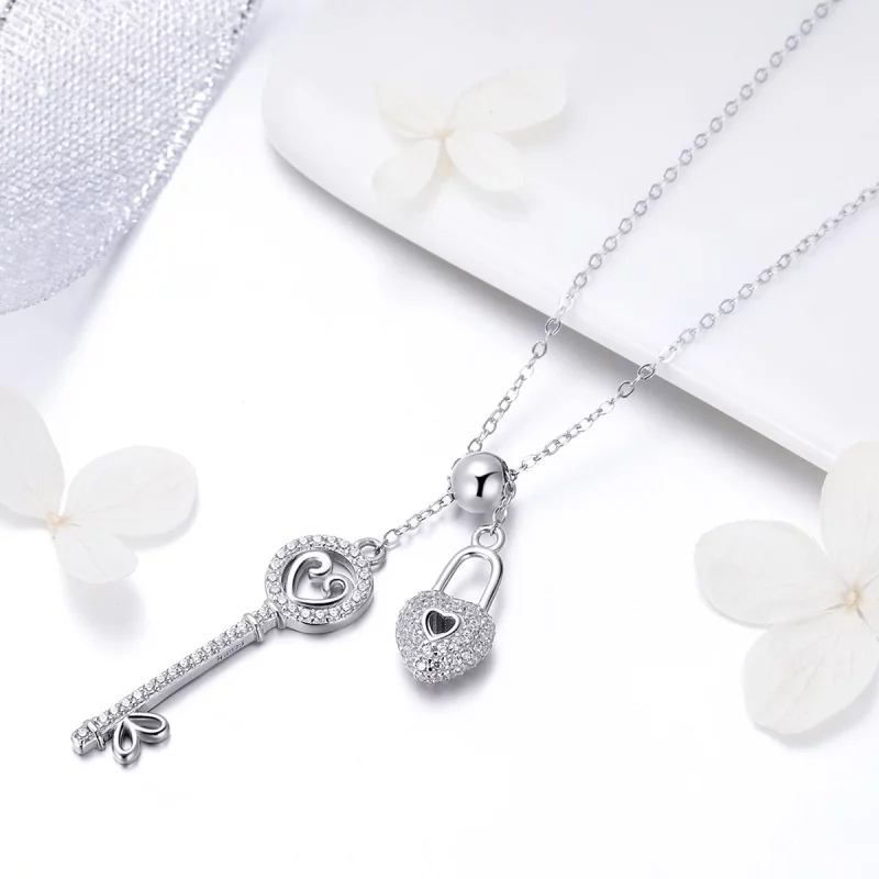 (image pour) Collier Style PANDORA Clé de coeur Serrure - SCN290 - Afficher 5