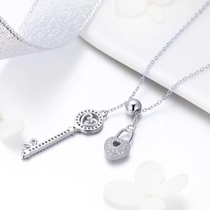 (image pour) Collier Style PANDORA Clé de coeur Serrure - SCN290 - Afficher 6