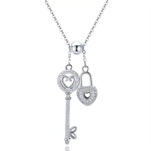 (image pour) Collier Style PANDORA Clé de coeur Serrure - SCN290