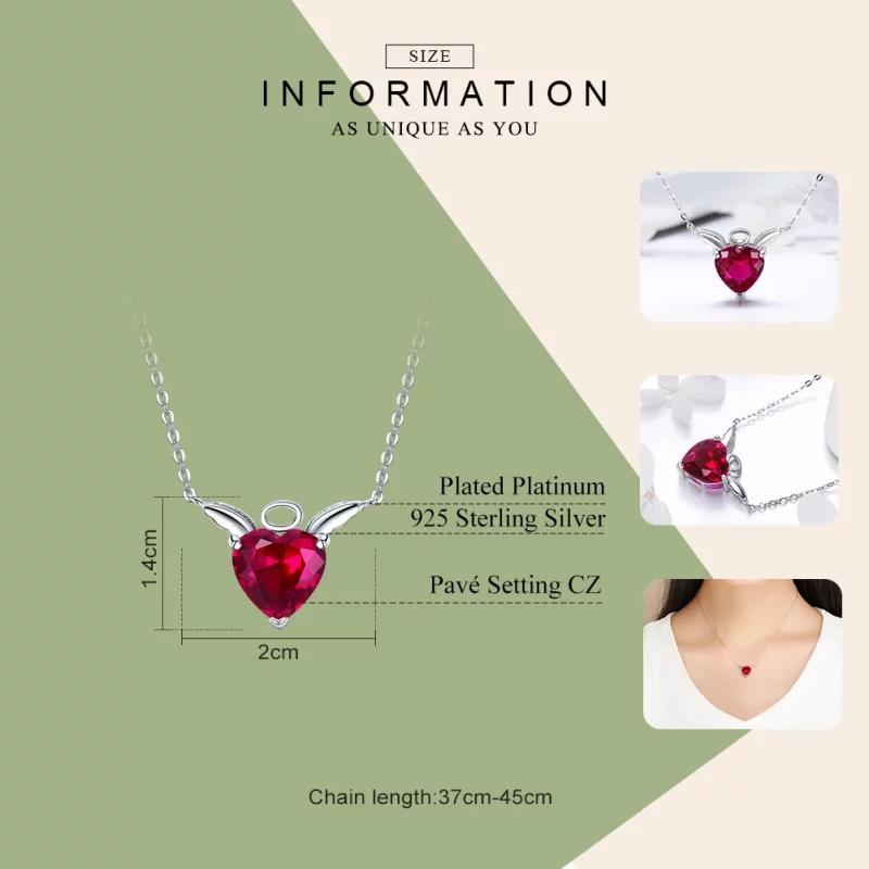 (image pour) Collier Style PANDORA Coeur d'ange rouge - SCN285 - Afficher 2