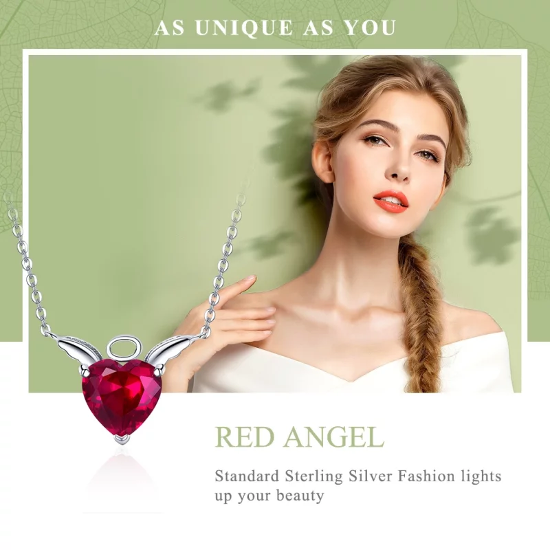 (image pour) Collier Style PANDORA Coeur d'ange rouge - SCN285 - Afficher 3