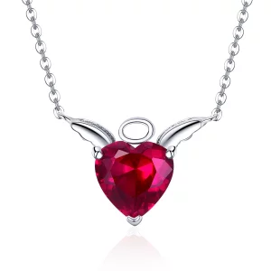 Collier Style PANDORA Coeur d'ange rouge - SCN285 (image pour) Collier Style PANDORA Coeur d'ange rouge - SCN285
